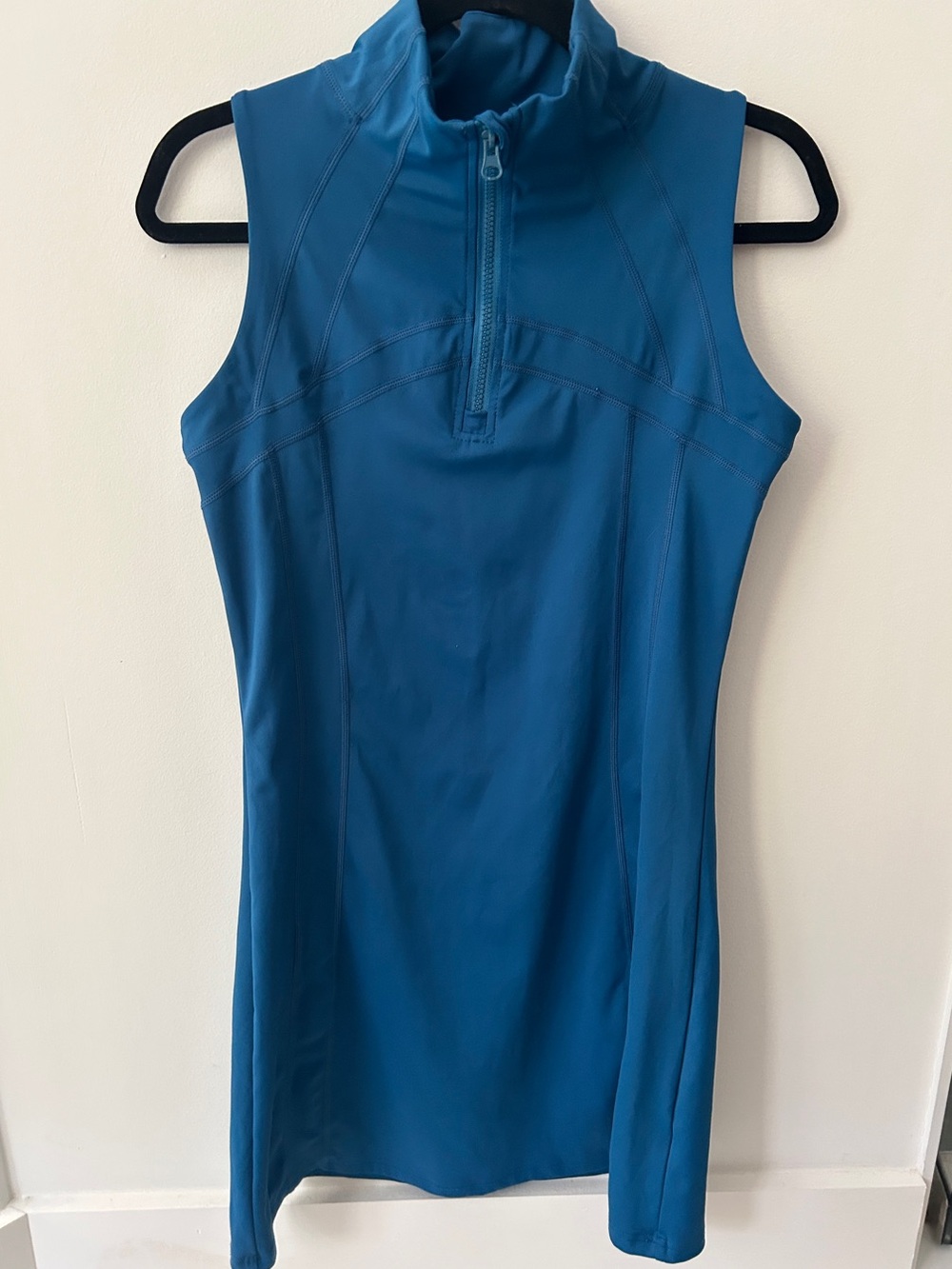 Sleeveless athleisure quarter zip dress